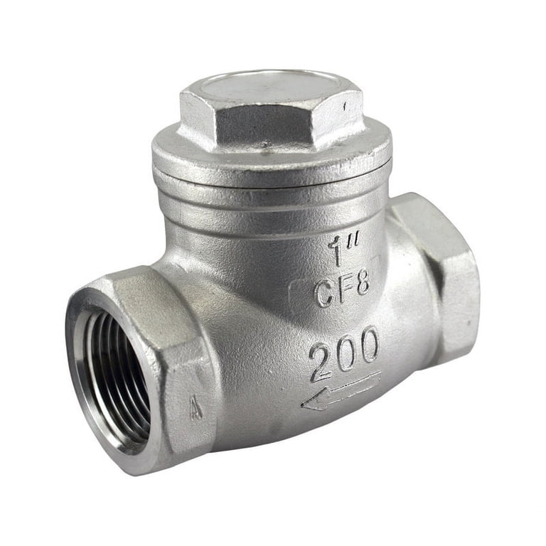 1" FNPT Swing Check Valve – 304 Stainless Steel, 200 PSI WOG, Threaded