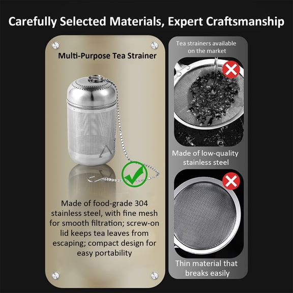304 Stainless Steel Tea Infuser Small – Fine Mesh Loose Leaf Tea Strainer, Reusable & Dishwasher Safe, Ideal for Single Cup, Travel Mug