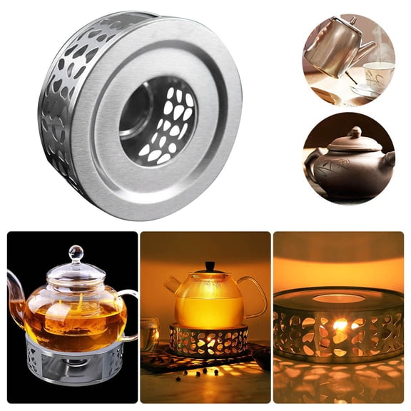 304 Stainless Steel Tea Warmer Stand Elegant Hollow Teapot Candle Heater For Coffee Milk & Tea(Silver-1 Pack)