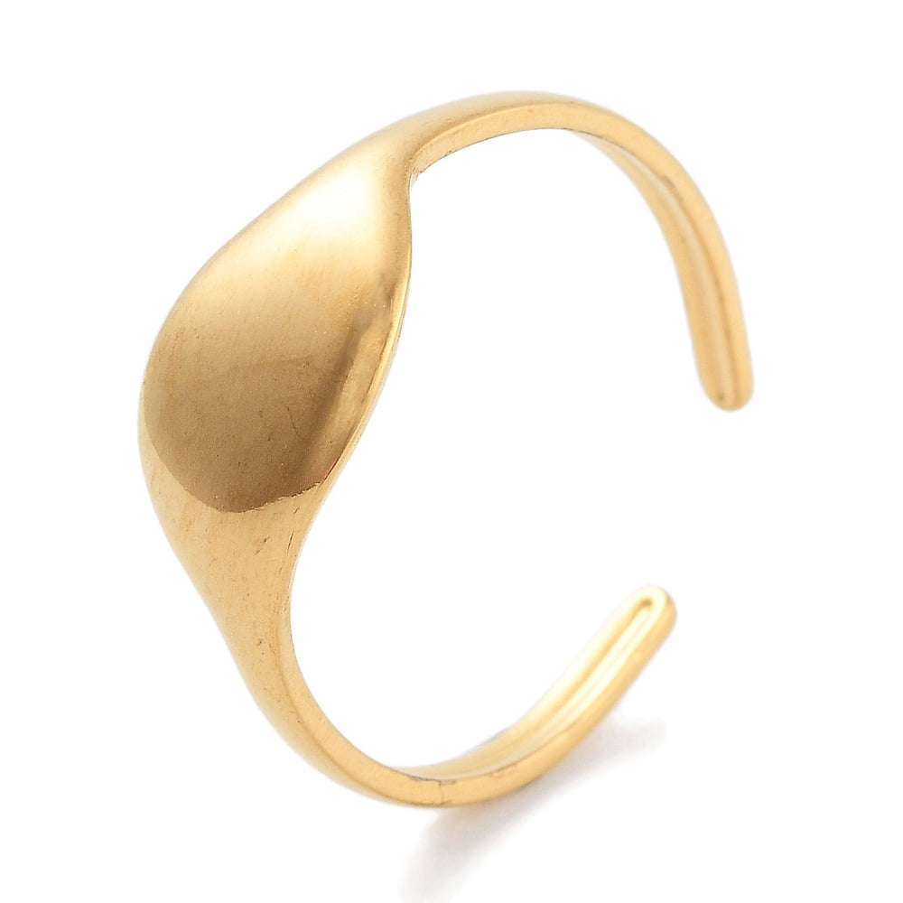 Open Cuff Rings 304 Stainless Steel Teardrop Open Cuff Rings for Women Golden 8mm Inner ...