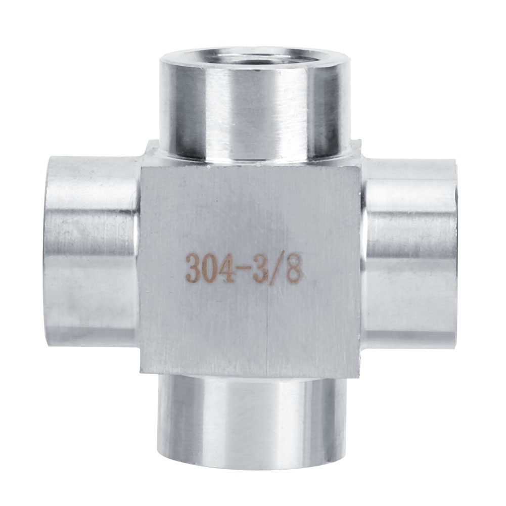 304 Stainless Steel Tee 4-Way G3/8 Female Thread Pipe Fitting Connector ...