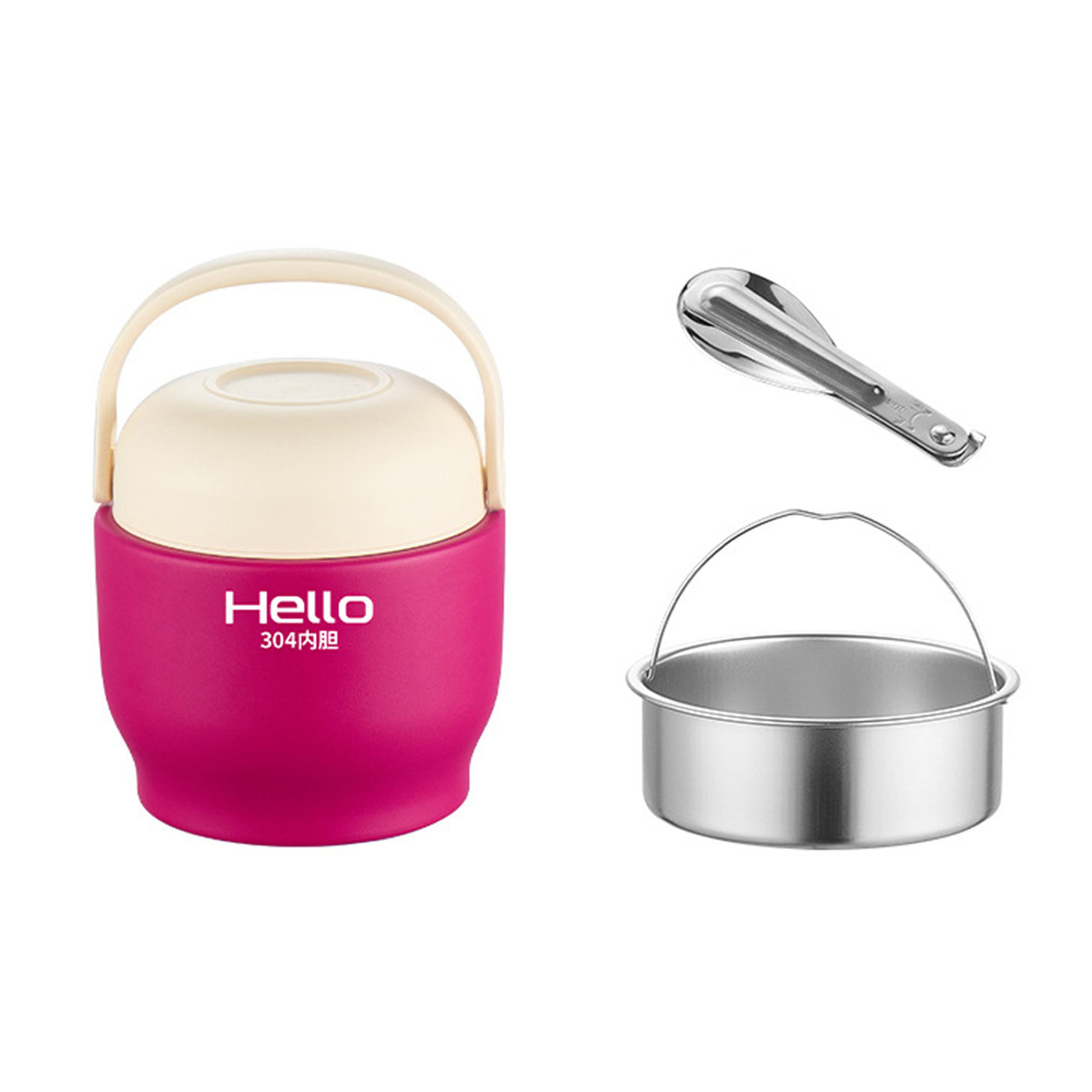 Fiambrera Térmica de Acero Inoxidable 304, Recipiente para Preparación de Comidas de Oficina con Bandeja Dividida para Viajeros