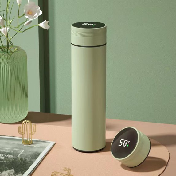 304 Stainless Steel Thermos Cup Smart Display Temperature Vacuum Water Cup Portable Convenient Office Student School Bottle (mint green)