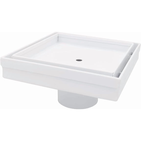 304 Stainless Steel Tile in Matte White Square Shower Drain Kit with Hair Catcher Strainer Grate Cover Bathroom Floor Insert (Matte White, 5 Inch)