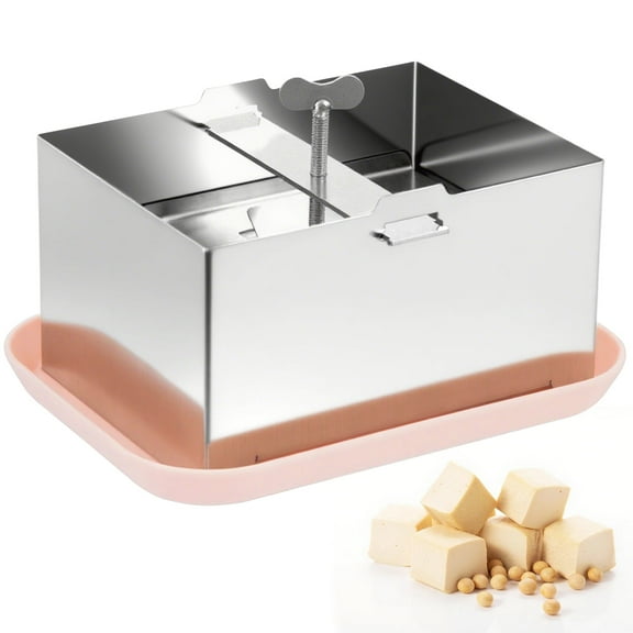 Tofu Press, Tofu Press Stainless Steel Fast & Efficient Water Removal for Firm Tofu, Cheese, Paneer, Complete Set with Cheesecloth & Drip Tray, Dishwasher Safe