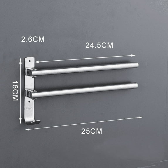 304 Stainless Steel Towel Bar Single And Double Bar Toilet Rotating Bathroom Telescopic Towel Rack Non-perforated Wall Hanging