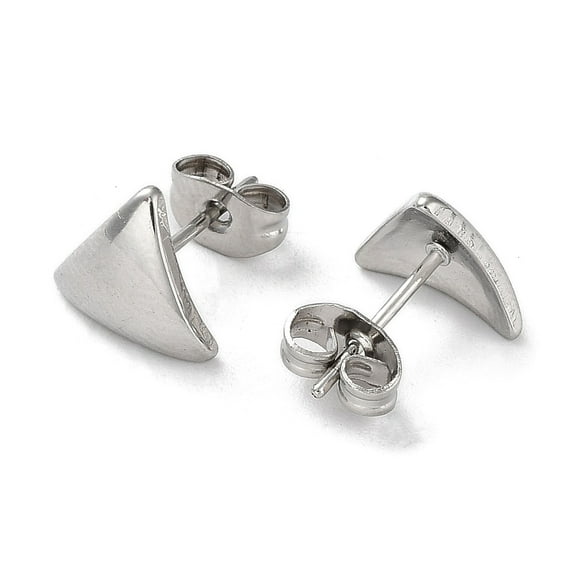 304 Stainless Steel Triangle Ear Studs for Women Stainless Steel color 9x10mm