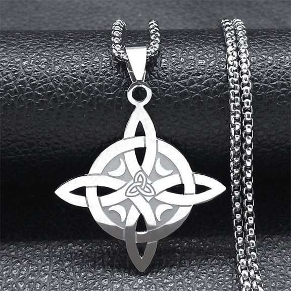 304 Stainless Steel Trinity Knot Pendant Necklaces for Men Women Non-Tarnish Stainless Steel color 23.43 inch(59.5cm)