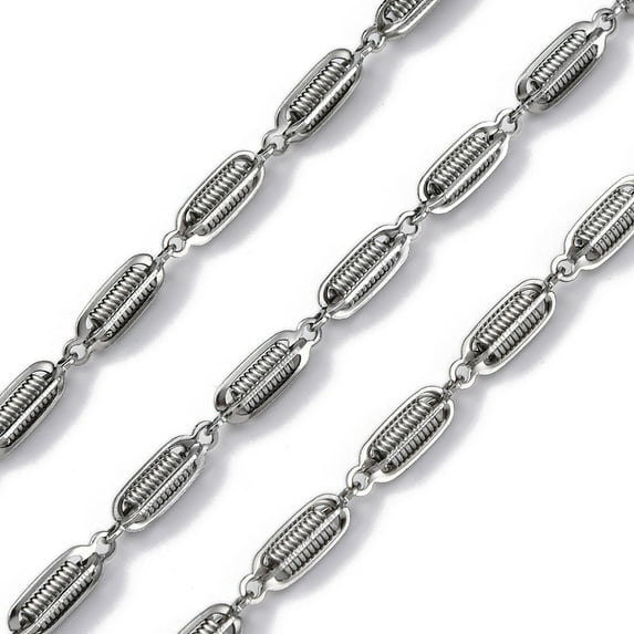 304 Stainless Steel Turkey Link Chains Unwelded with Spool Stainless Steel color 13x3.8x4mm