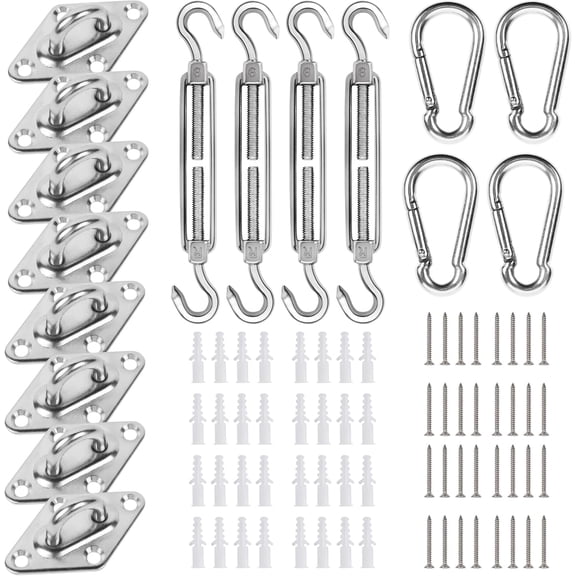 304 Stainless Steel Turnbuckle Hook Double Hooks Wire Rope Tension Shade Sail Hardware Kit (M6) D
