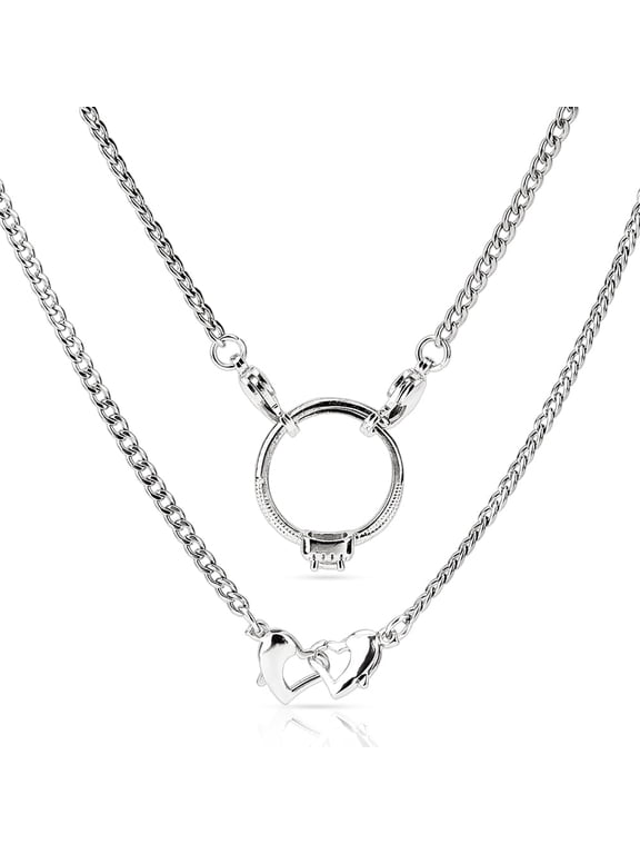 304 Stainless Steel Twisted Chain Necklaces with Double Heart Clasps Stainless Steel Color 19.88 inch(50.5cm) for DIY
