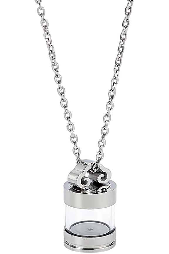304 Stainless Steel Urn Necklaces for DIY Ashes Engraving Silver Ashes Necklace Clear Column Glass Tube Vial Cremation Necklace Urns Locket Pendant Keepsake Memorial Jewelry