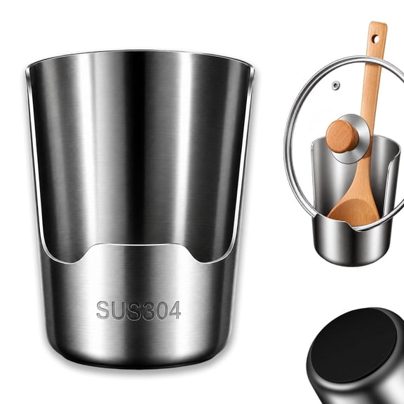 304 Stainless Steel Utensil Organizer, Pot Lid & Spoon Rest,Kitchen Countertop Rack for Spatulas, Cutting Boards & Pot Lids, Space-Saving Vertical Storage Stand