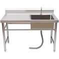 thumbnail interactive-video image 1 of Stainless Steel Utility Sink Workbench Free Standing Single Bowl Kitchen Sink Commercial Restaurant Washing Sink With 1 of 13