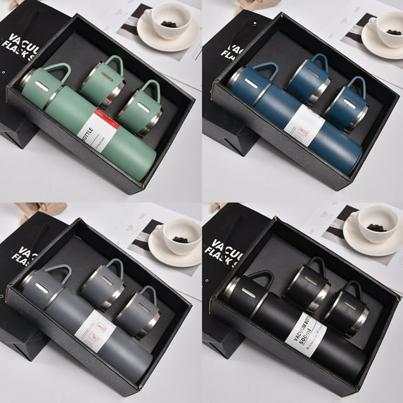 304 Stainless Steel Vacuum Insulated Cup Set - Decorations 2026 Gifting & Winter Warmth, One Cup Three Lids, Spill-Proof Mug for Office/Indoor/Outdoor, for Hot/Cold Drinks, 9.45*2.56in, Black