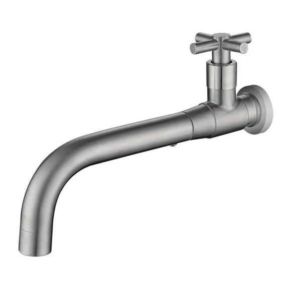 304 Stainless Steel Wall Mount Faucet with Round Spout for Outdoor Tap