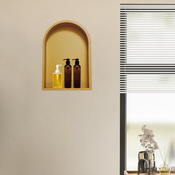 304 Stainless Steel Wall Niche, 13.11in Deep Storage, Gold Finish Bathroom Shelf, Adhesive Mounted No Tools Needed