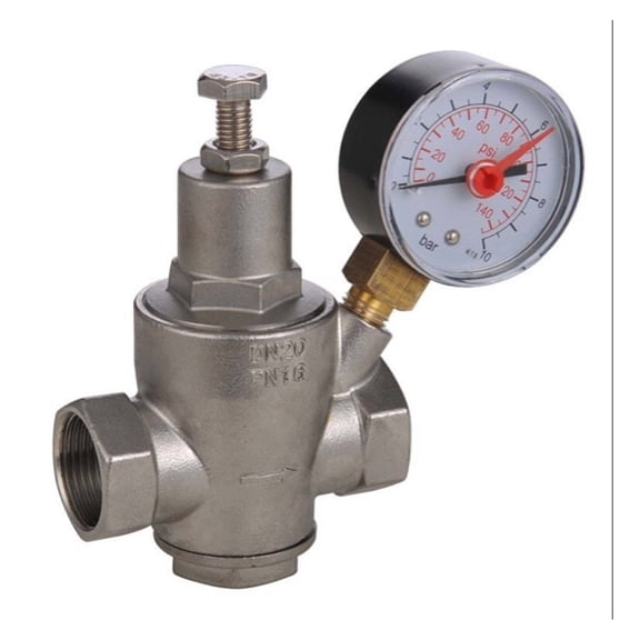 304 Stainless Steel Water Pressure Reducing Valve With Pressue Gauge DN15-DN50 Water Pressure Regulator/Reducing/Relief Valves ,Durable Materia