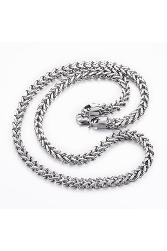 304 Stainless Steel Wheat Chain Necklaces with Lobster Claw Clasps Stainless Steel color 25 inch(63.5cm) 6x6mm DIY