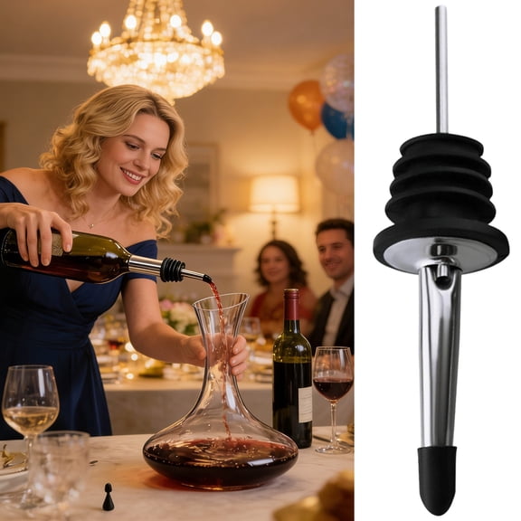 304 Stainless Steel Pourer with Silicone Cap, -Free Spout for Home Bar, Party & Kitchen