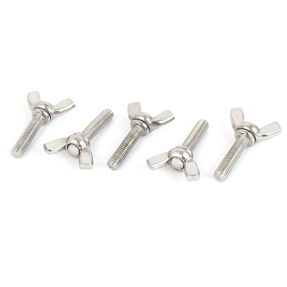 304 Stainless Steel Wing Bolt Butterfly Screw M5 x 20mm 0.8mm Pitch 5pcs