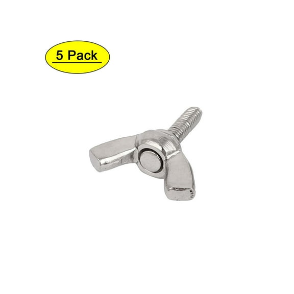 304 Stainless Steel Wing Bolt Butterfly Screw Silver Tone M3 x 10mm Thread 5pcs