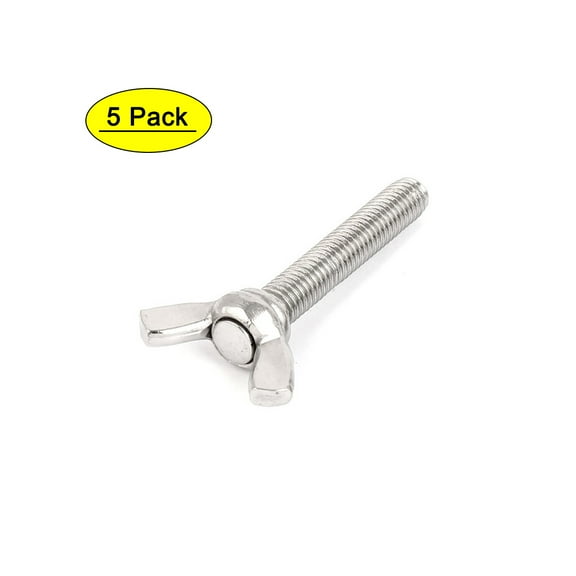 304 Stainless Steel Wing Butterfly Thumb Screw Silver Tone Metric M8 x 45mm 5pcs