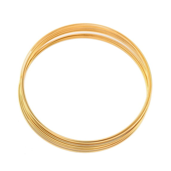 304 Stainless Steel Wire Memory Beading Wire Round for Jewelry Making Bracelet DIY Golden 0.5mm about 9.19 Feet(2.8m)/Roll