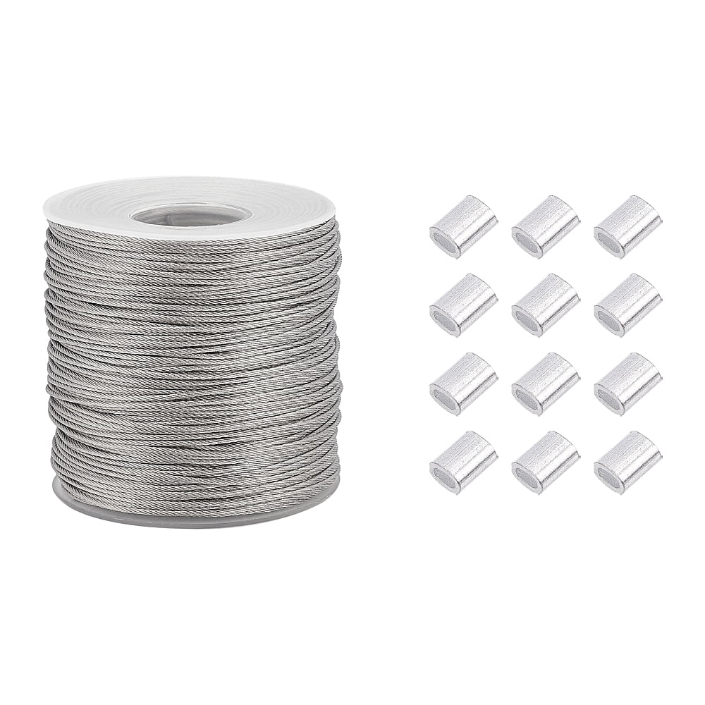 304 Stainless Steel Wire Rope Jewelry DIY Making Material Stainless Steel Color 1mm 100m/roll