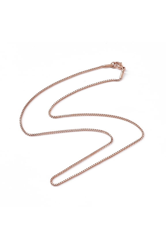 304 Stainless Steel box Chain Necklaces for Men Women Rose golden 18.50 inch(47cm)