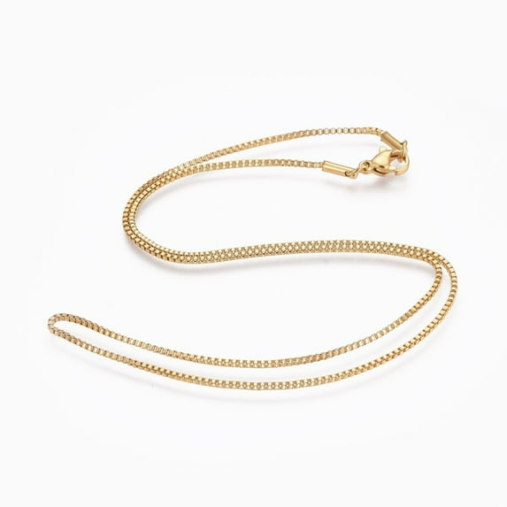 304 Stainless Steel box Chain Necklaces with 304 Stainless Steel Clasps Golden 17.7 inch(45cm) 1.2mm 20pcs