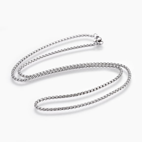304 Stainless Steel box chain Necklaces with Lobster Claw Clasps Stainless Steel color 18.4 inch(46.8cm) 2mm