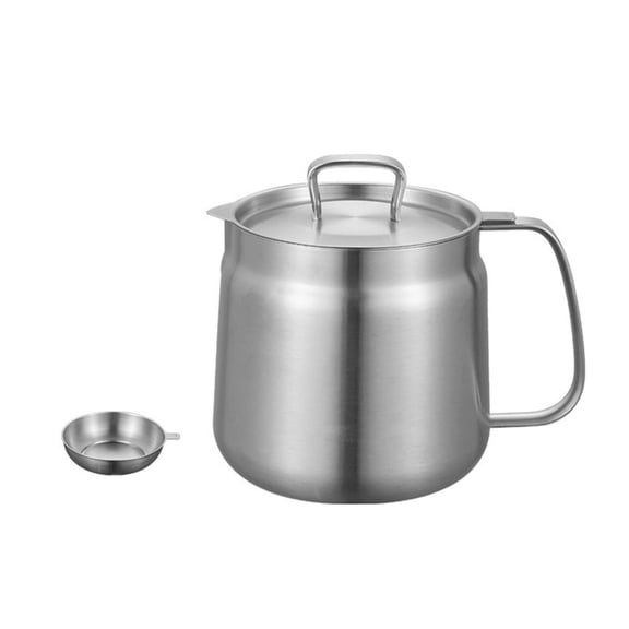 304 Stainless Steel with Removable Basket, 2L Reusable Cooking Oil Storage Container