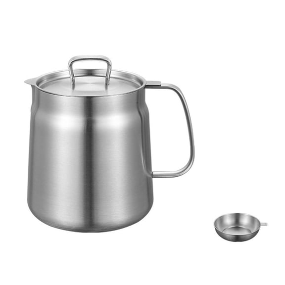 304 Stainless Steel with Removable Basket, 2L Reusable Cooking Oil Storage Container