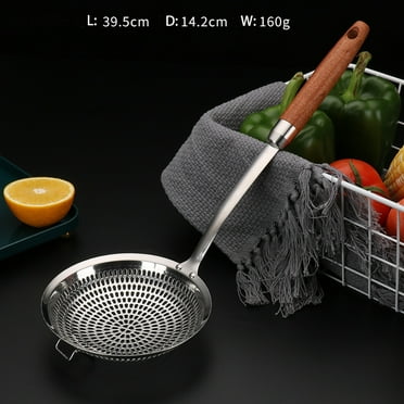 304 large slotted spoon thickened stainless steel skimmer for household commercial kitchen skimmer strainer for frying filter (the smallest size)