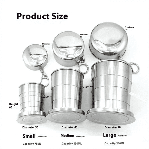 304 stainless steel compressed water cup outdoor travel foldable water cup portable brushing teeth gargle drinking water telescopic cup