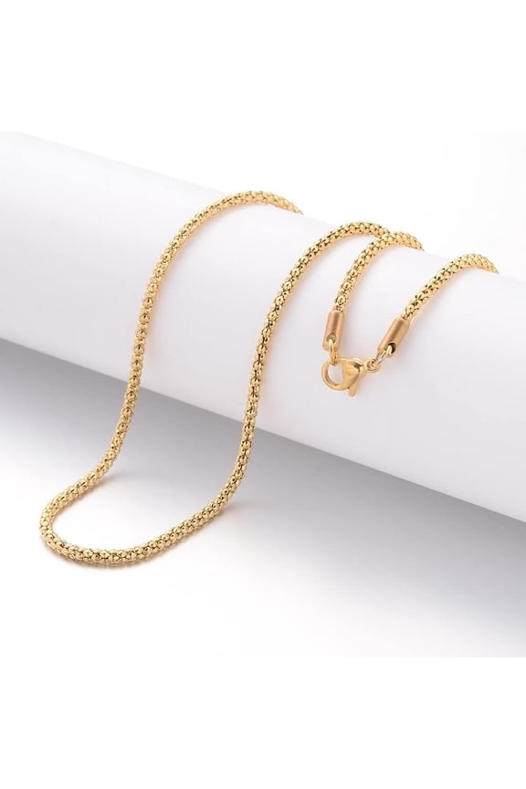 304 stainless steel corn chain Gold Jewelry Making chain 17.7 inch women necklace Golden