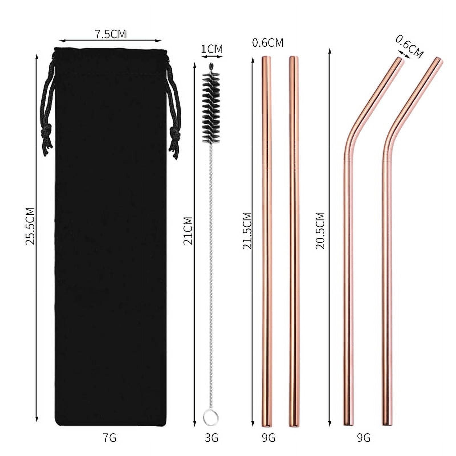 304 stainless steel straw set titanium color metal drinking tube coffee