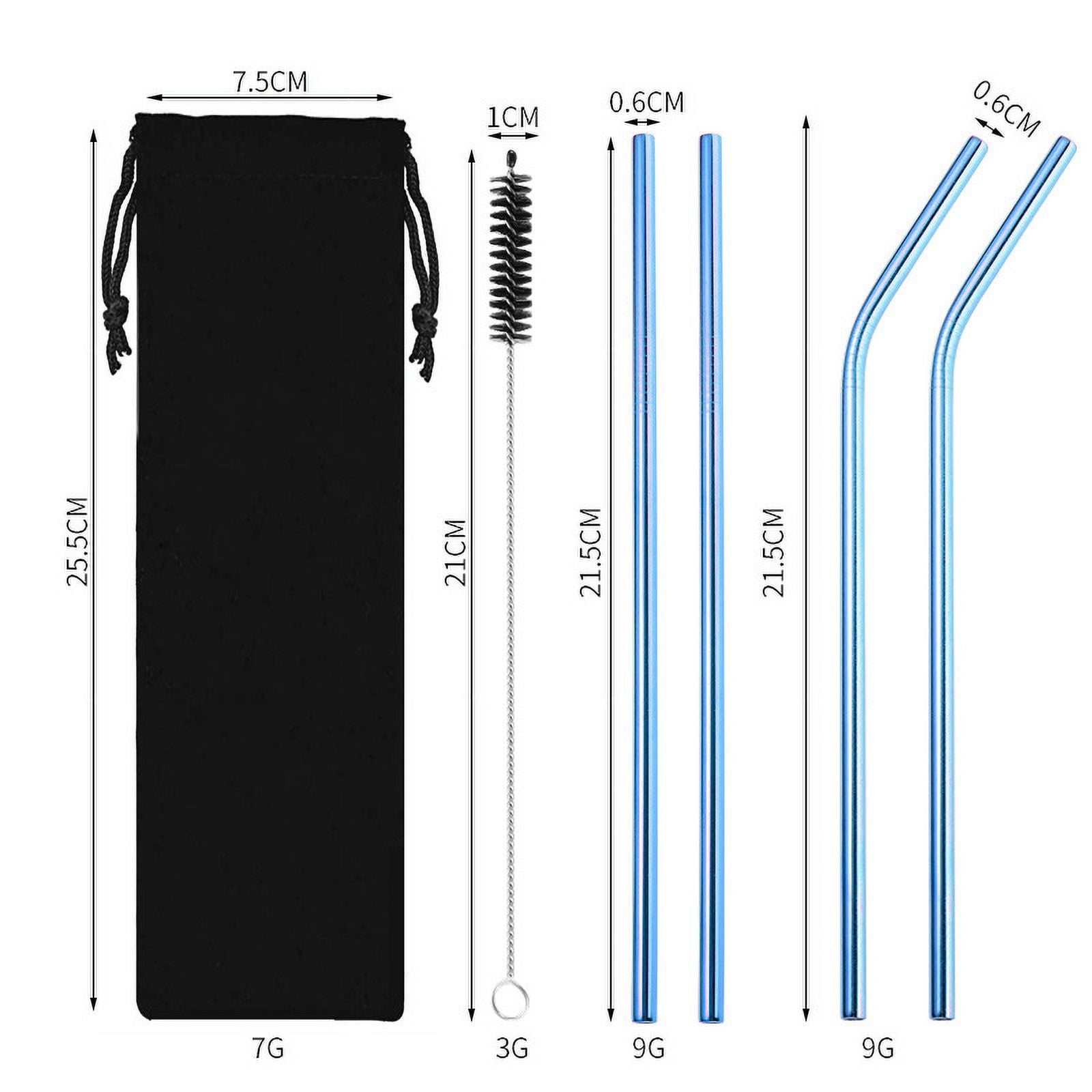 304 stainless steel straw set titanium color metal drinking tube coffee