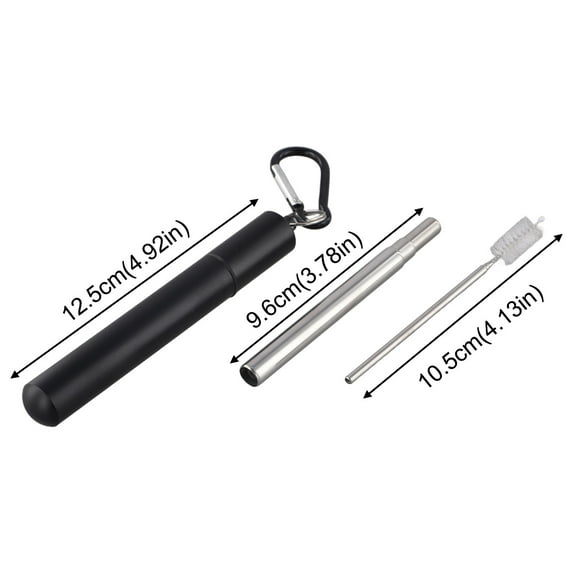 304 stainless steel telescopic straw round bottom with carabiner multi-color set