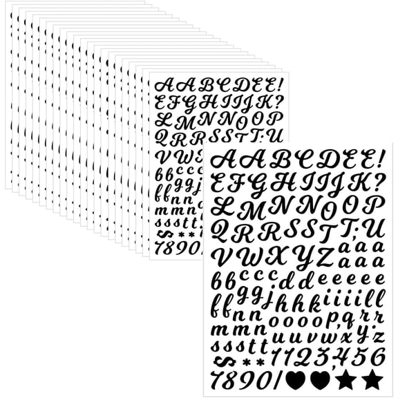 3040 Pcs Alphabet Stickers 20Sheets Letter Stickers Small,0.5'' Self-Adhesive Vinyl Waterproof Number,Mailbox Labels DIY Crafts Art Making,Windows, Doors, Signs,Notebook (Black(Cursive Style))