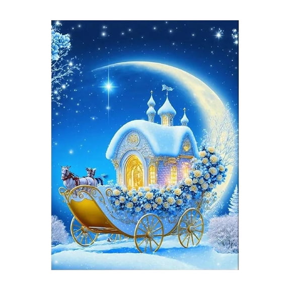 3040cm 5D Diamond Art Kits Snowy Fairy Tale House DIY Castle Decoration