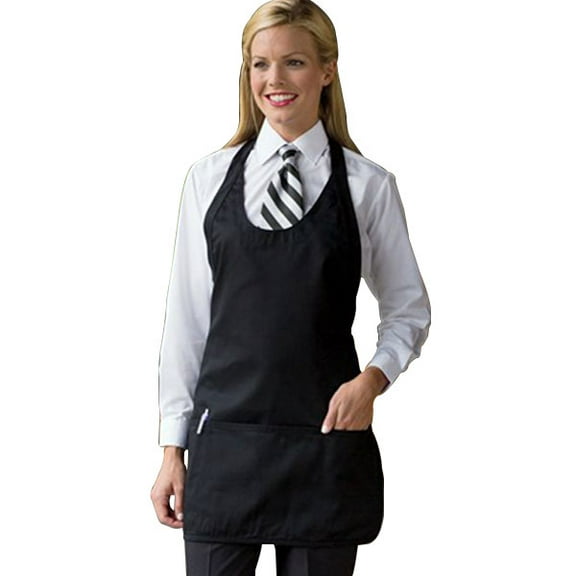 3042-0100 Scoop Neck Apron in Black