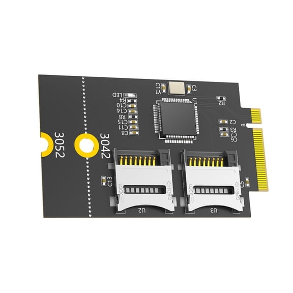 3042/3052 M.2 B Key USB Bus to Double Memory Card Flash Reader Adapter Risers Card M.2 NGFF Key B WWAN Slot for Laptop