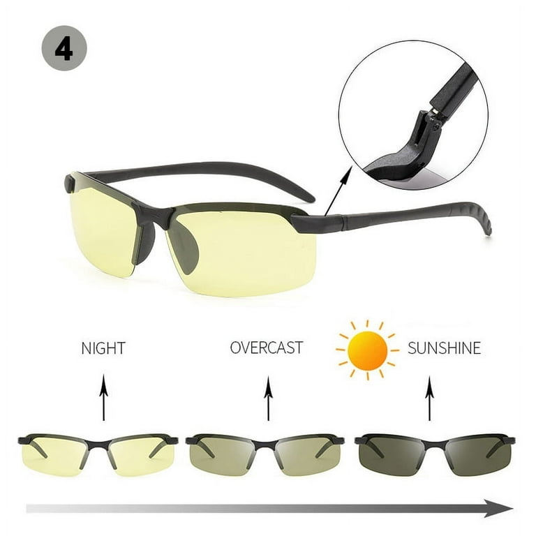 3043 Men's Sunglasses Ultra-Light Sunglasses Polarized Color-changing  Glasses 4# pc3043 Gun Frame Color-changing Film Yellow to Gray (Spring Legs)