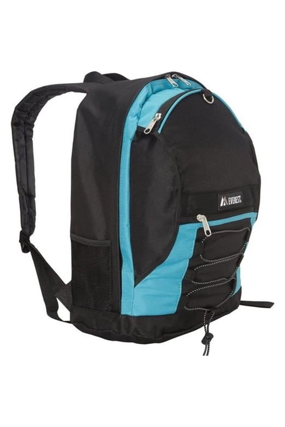 3045SH-TURQ-BK Two-Tone Backpack with Mesh Pockets - Turquoise-Black