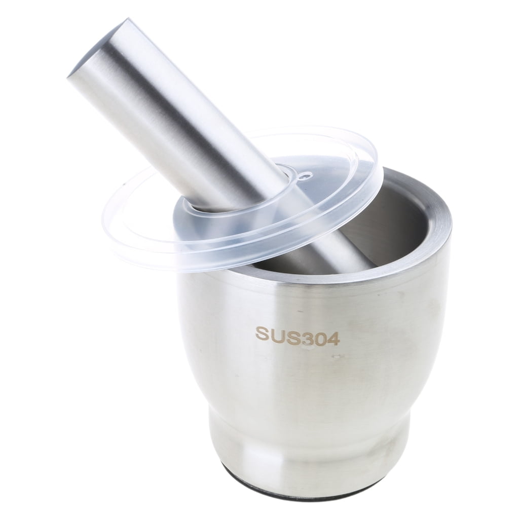 304Stainless Steel Garlic Grinder Salt and Pestle Pedestals Bowl Garlic Press Spices Grinder 304Stainless Steel