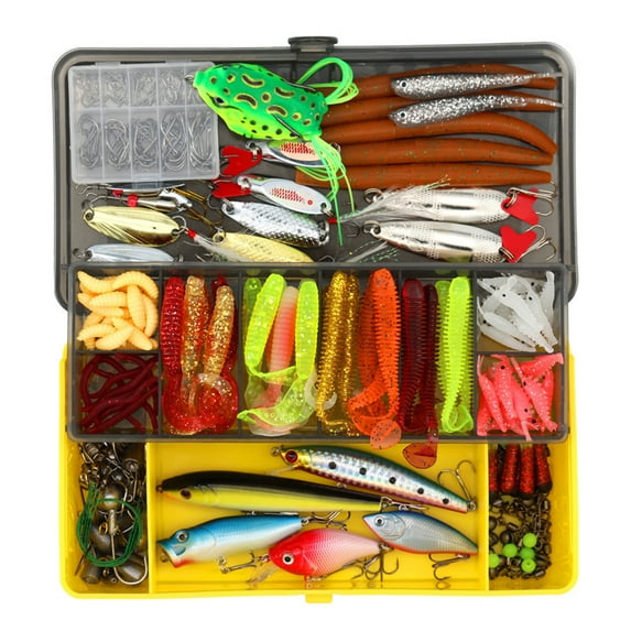 304pcs Fishing Lures Kit Set, Including Crankbaits Spinnerbaits Swimbait Frog Fishing Lures, Soft Plastic Worms and More Fishing Stuff, for Bass, Trout, Salmon