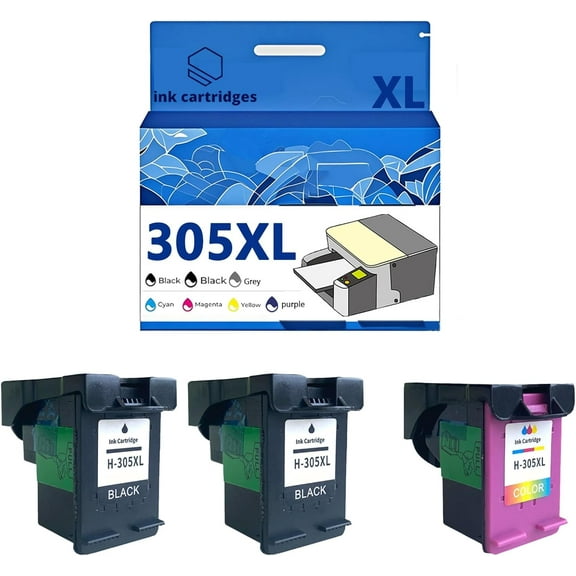 305 305XL Ink Cartridges Compatible for HP 2710 2720 4110 4130 4120 6010 6020 6430 6420 Inkjet Printers, Leak-Proof Design Crisp Printing