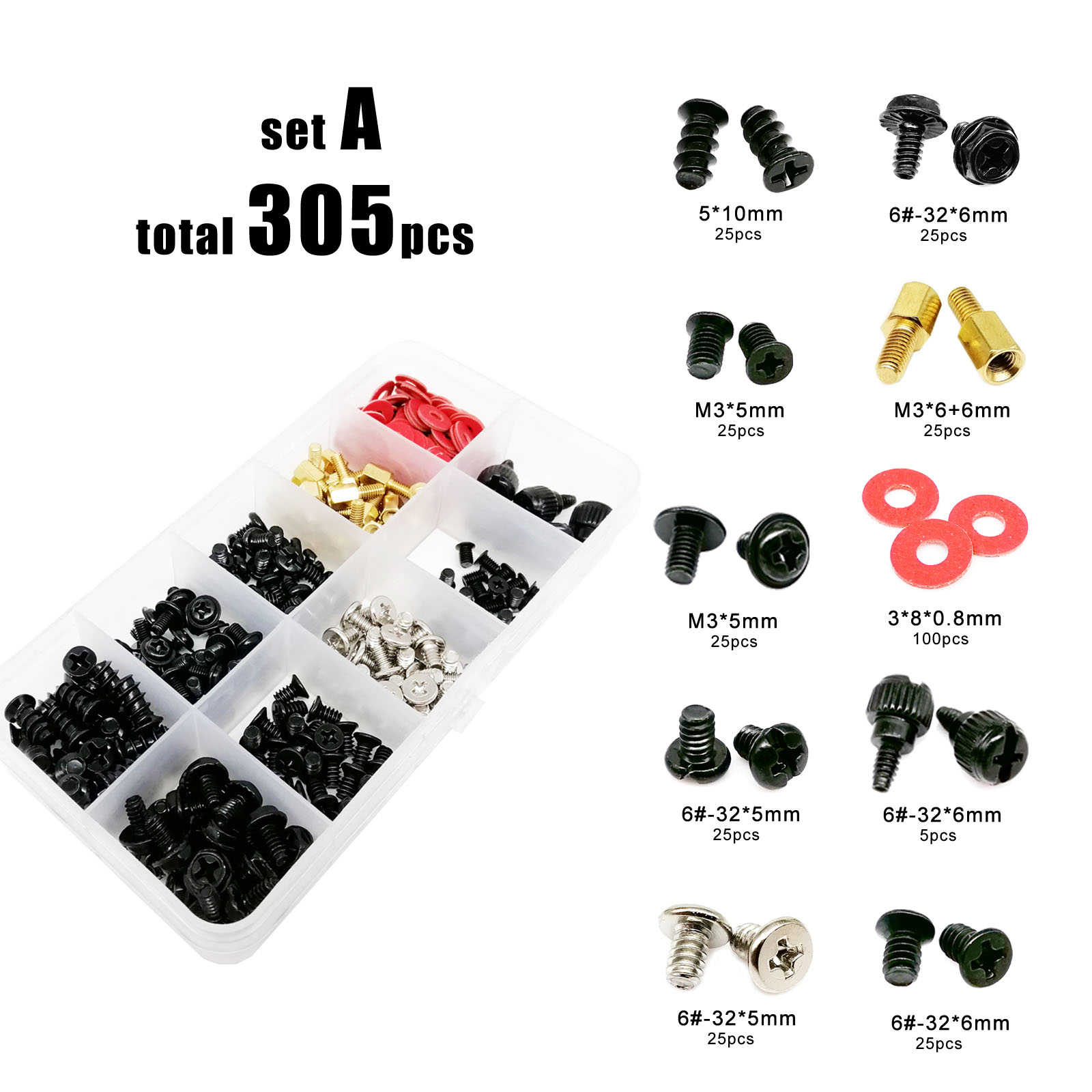 305/780pcs Computer PC Case Hard Disk Drive Fan Motherboard Power